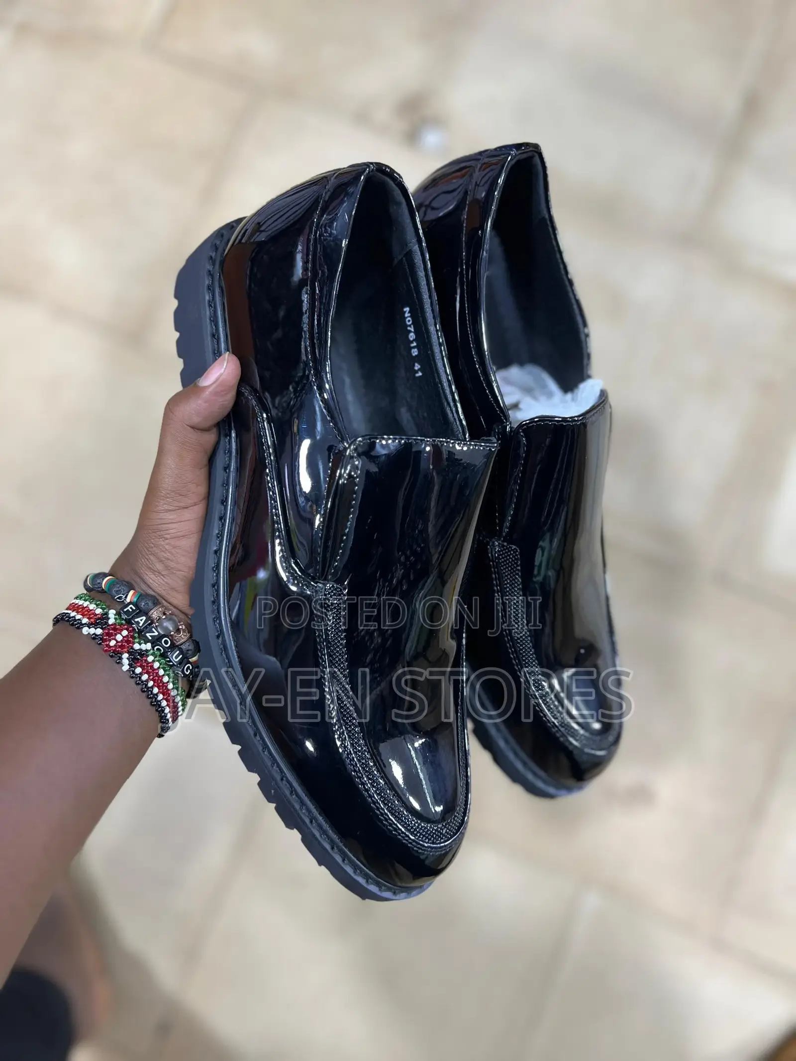 Black Shinny Gentle Shoes Available