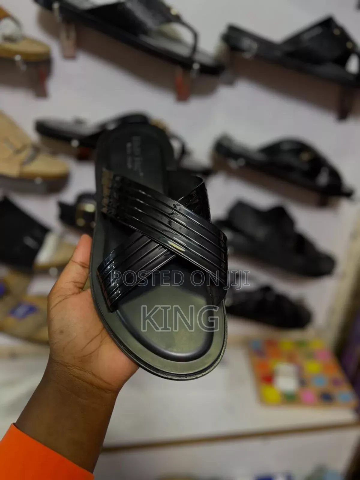 Real Black Sandals for Men