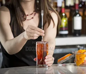 Stainless Steel Silver Bar Spoon With Fork 30cm