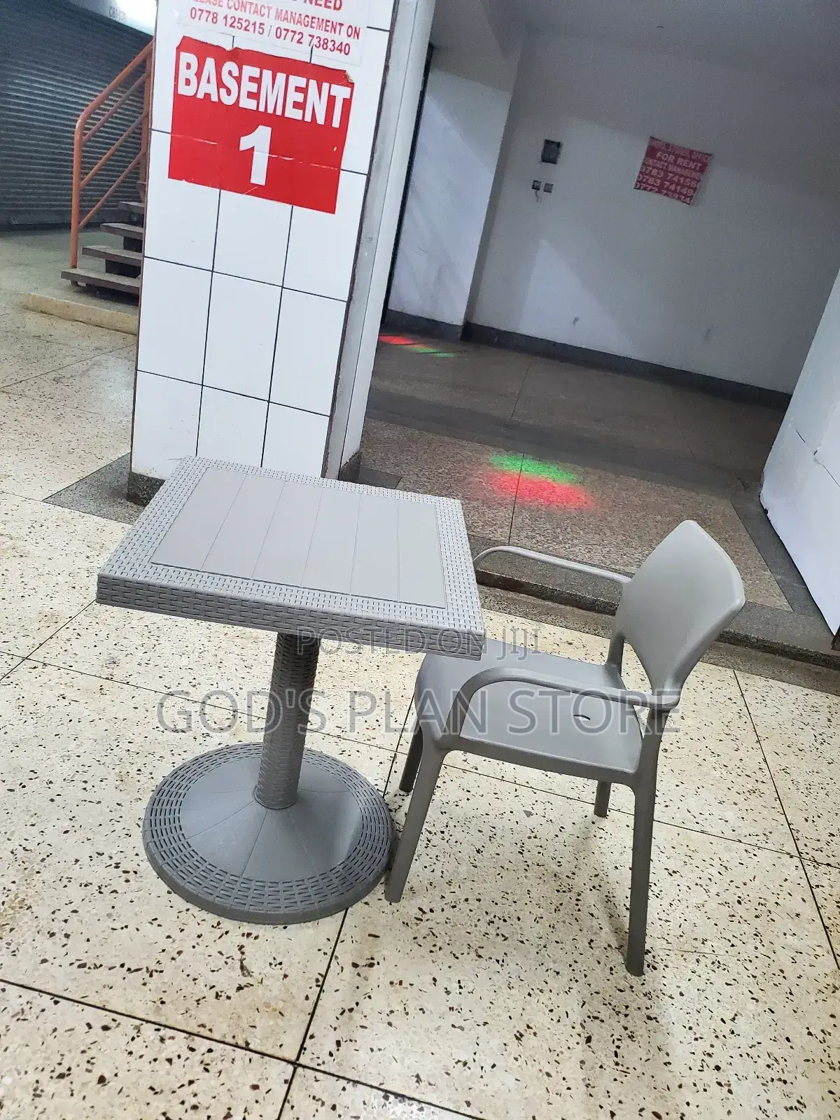 Gray Single Seater Plastic Table and Chair