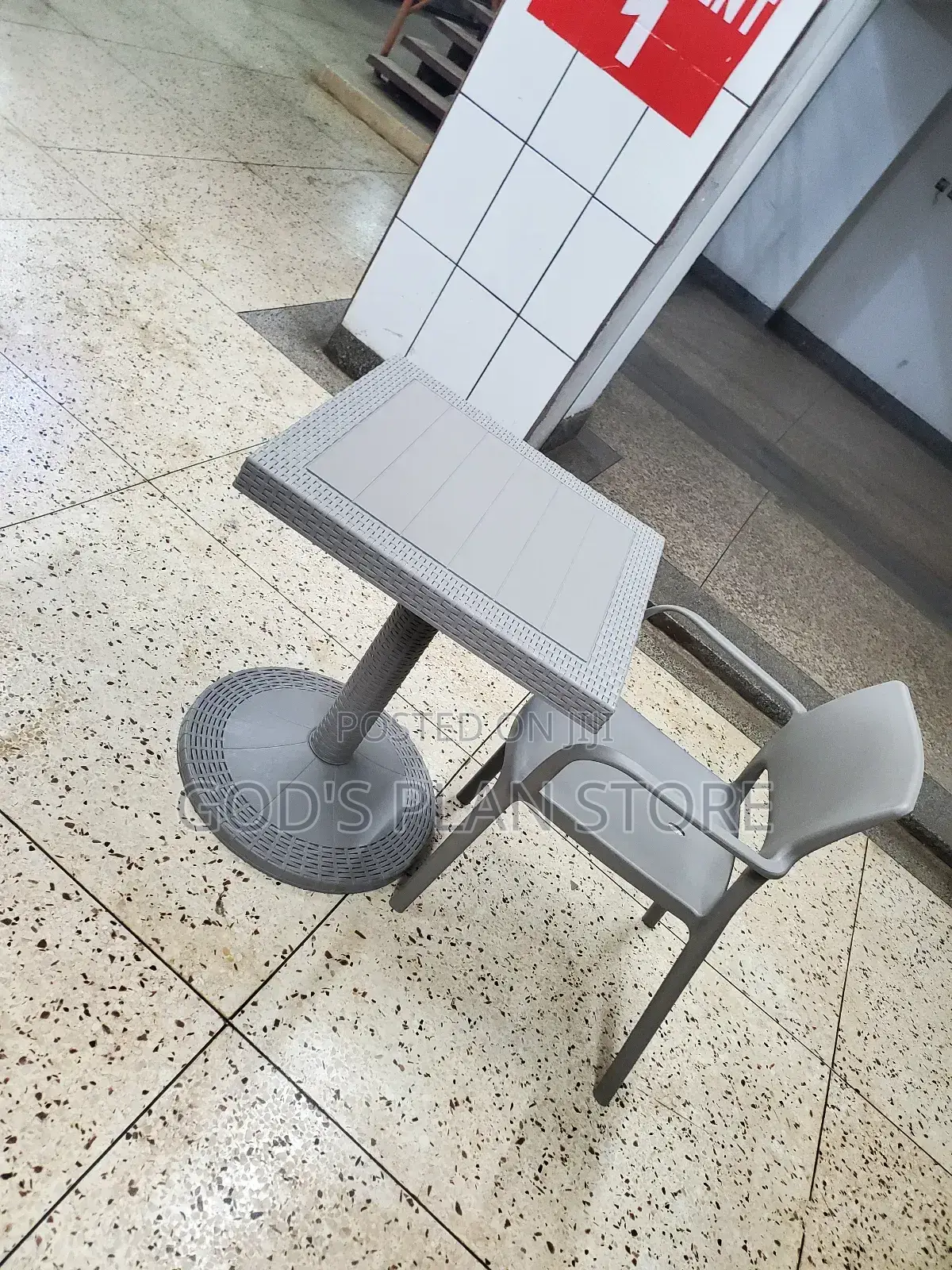 Gray Single Seater Plastic Table and Chair