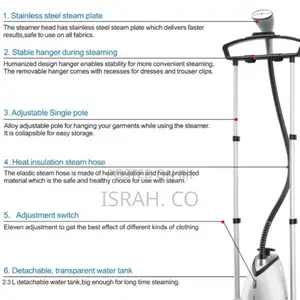 Garment Steamer With 2 Poles and Continuos Steam-