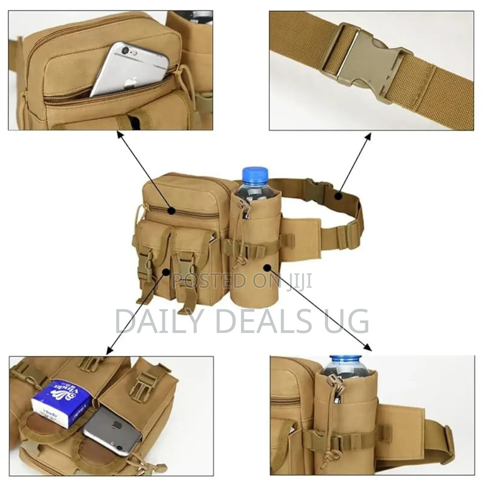 Waist Pack Nylon Hiking Water Bottle Phone Bag