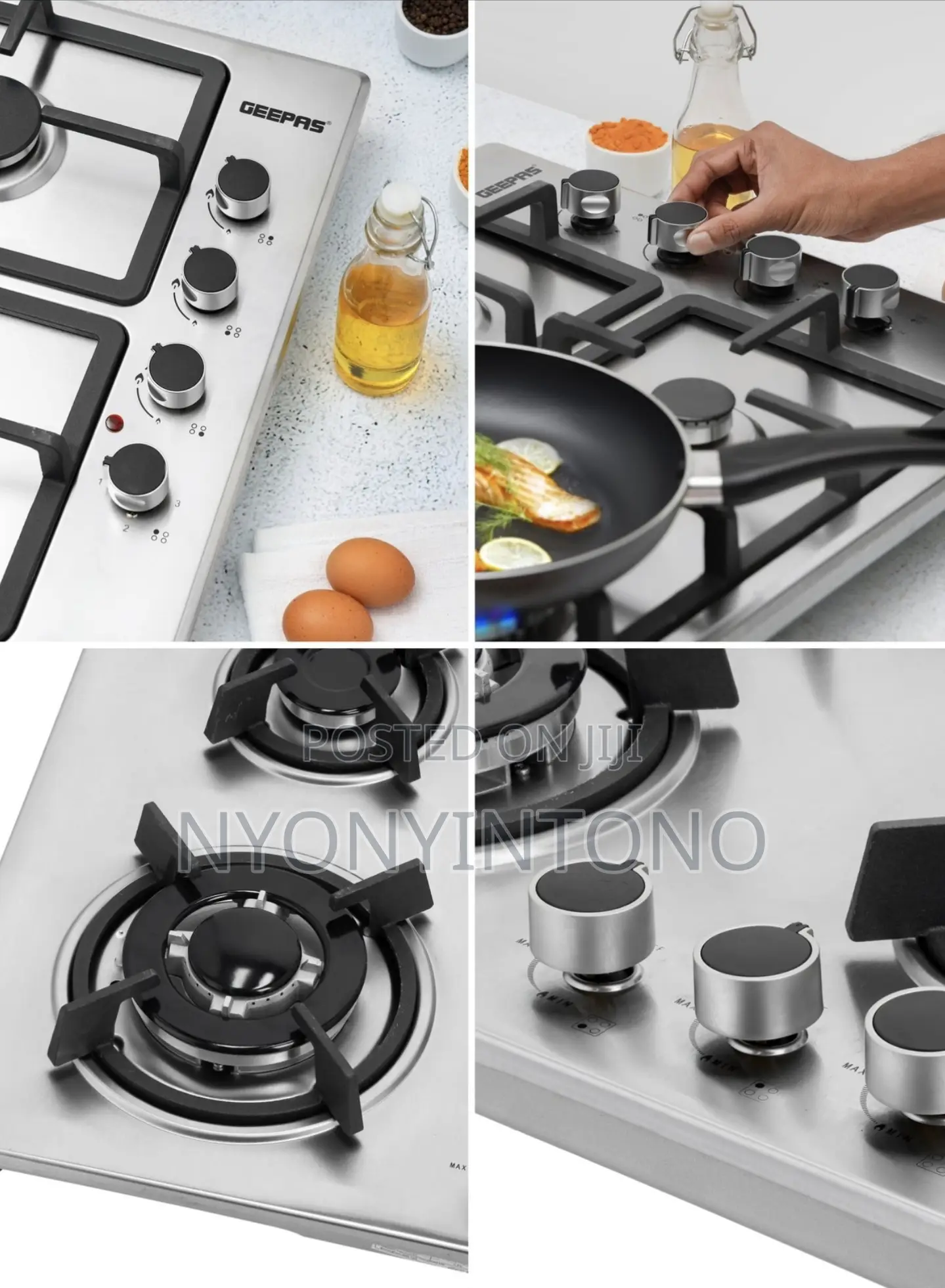 Geepas Stainless Steel 4burner Gas Hob With Auto Ignition