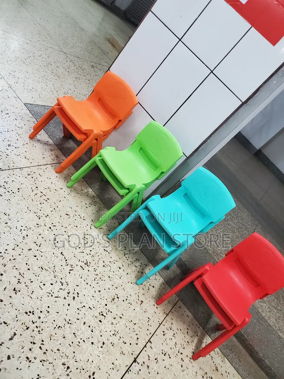 Red,Green and Orange Plastic Kids Chairs