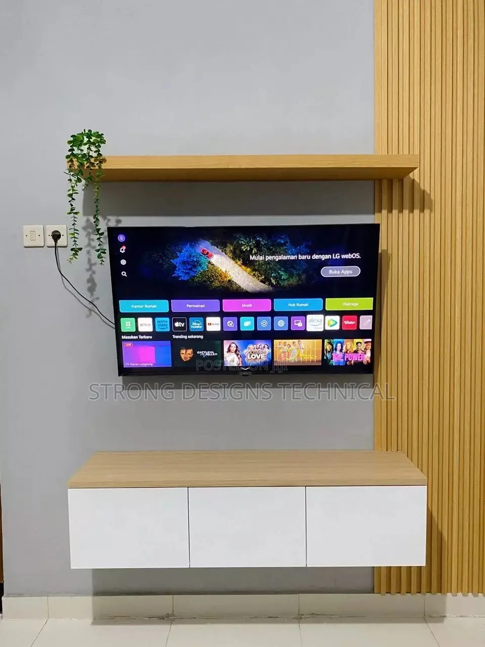 Simple Wall Unit Set Up With Floating Shelf.