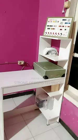 Manicure Table With Side Shelves for Nail Polish