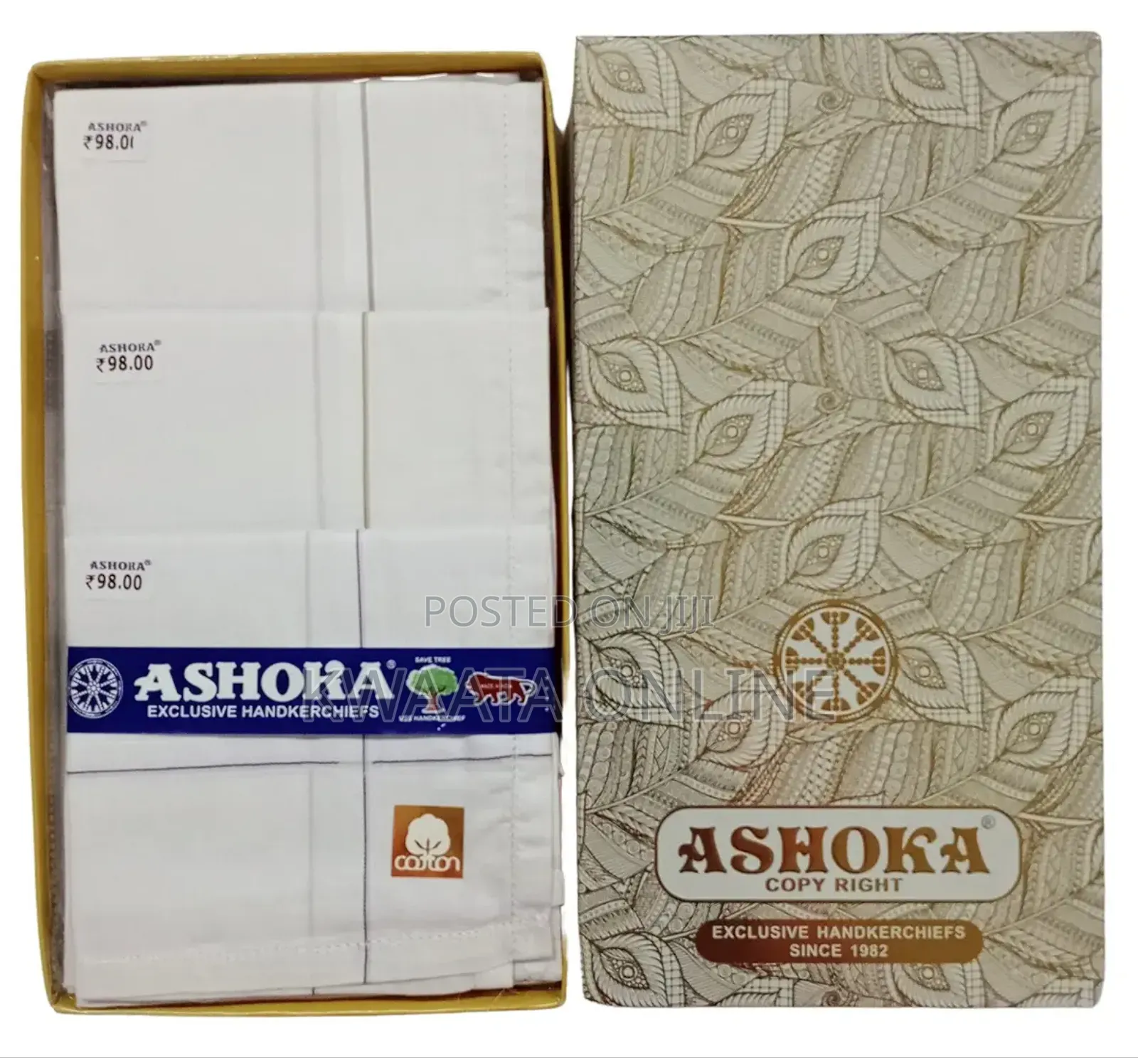 Ashoka Cotton Handkerchief Hanky (Pack of 12) (Size 48 Cm * 48 Cm)