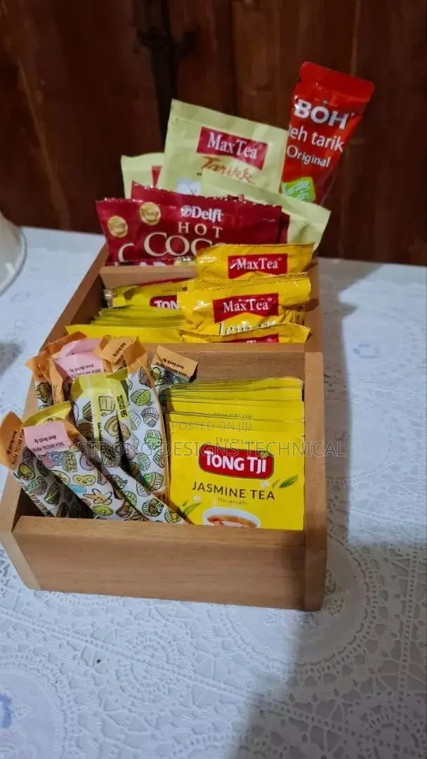 Wooden Sachet Storage Box for Coffee Snacks Sweets