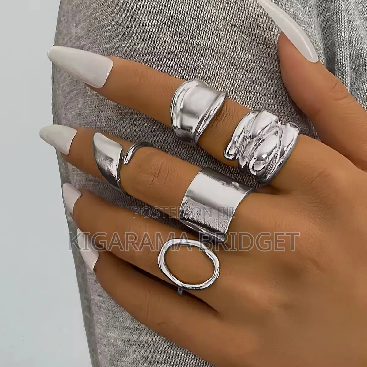 Silver Chunky Rings (5pcs)