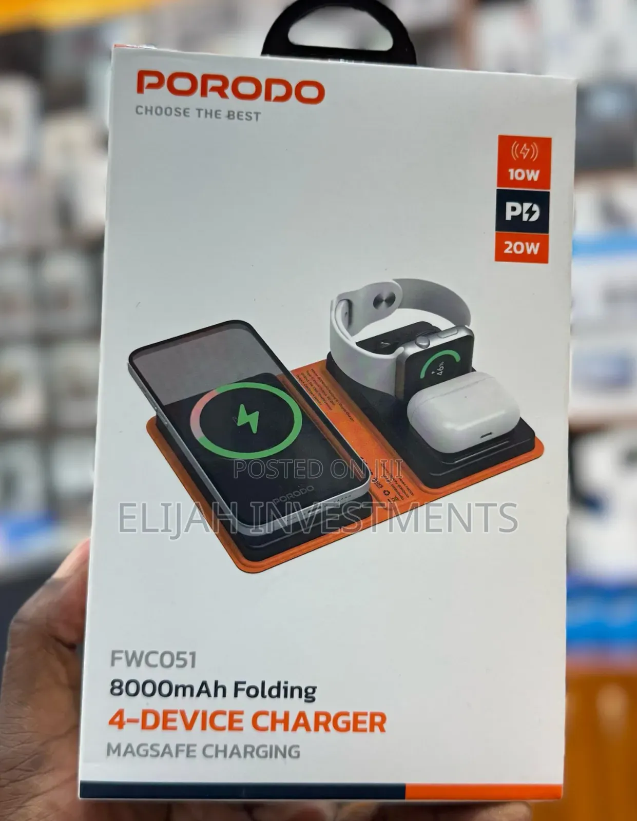 Porodo 8000mah Folding 4-Device Charger
