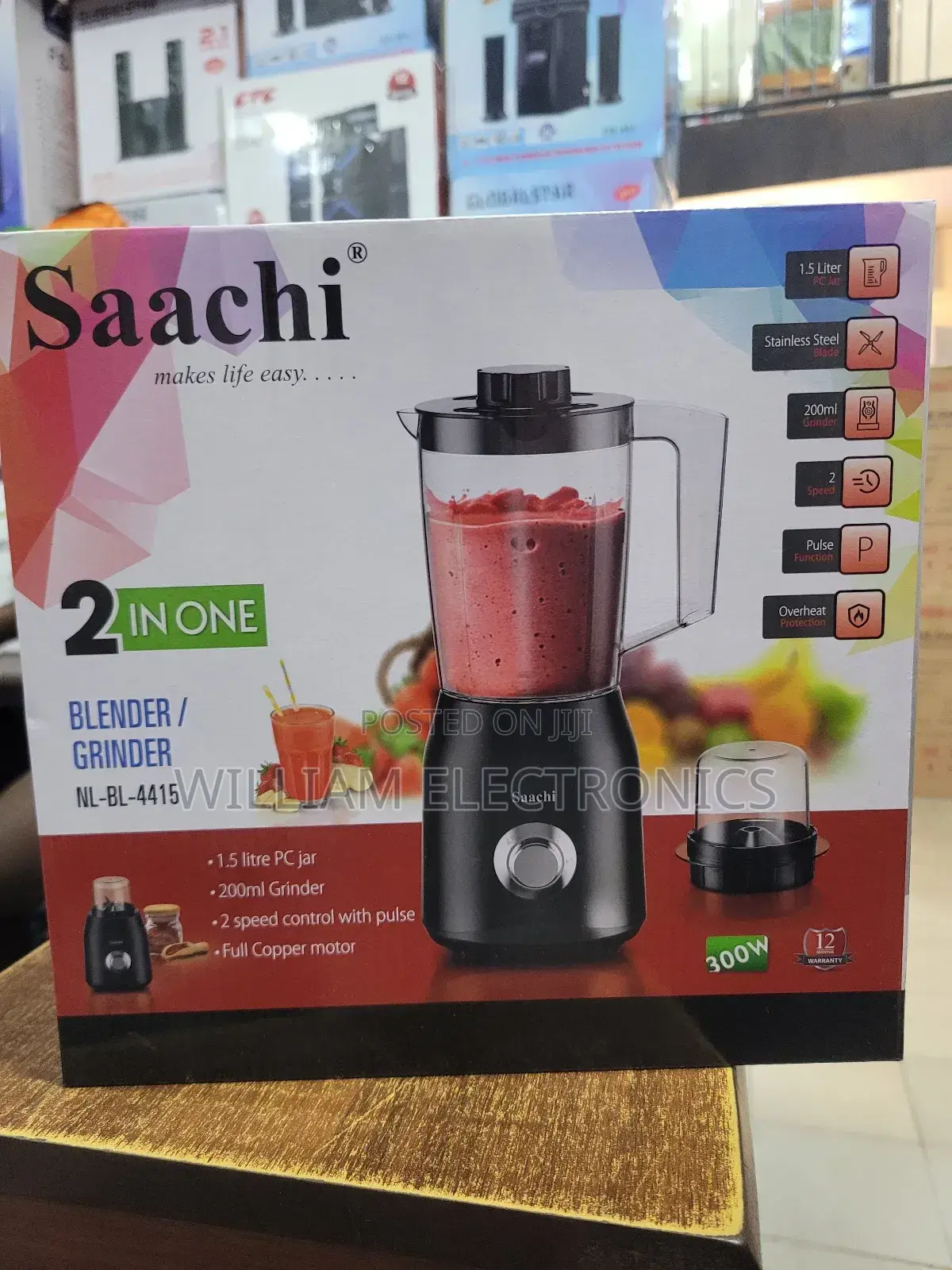 Saachi 2in1 Blender/Grinder Nl-Bl-4415