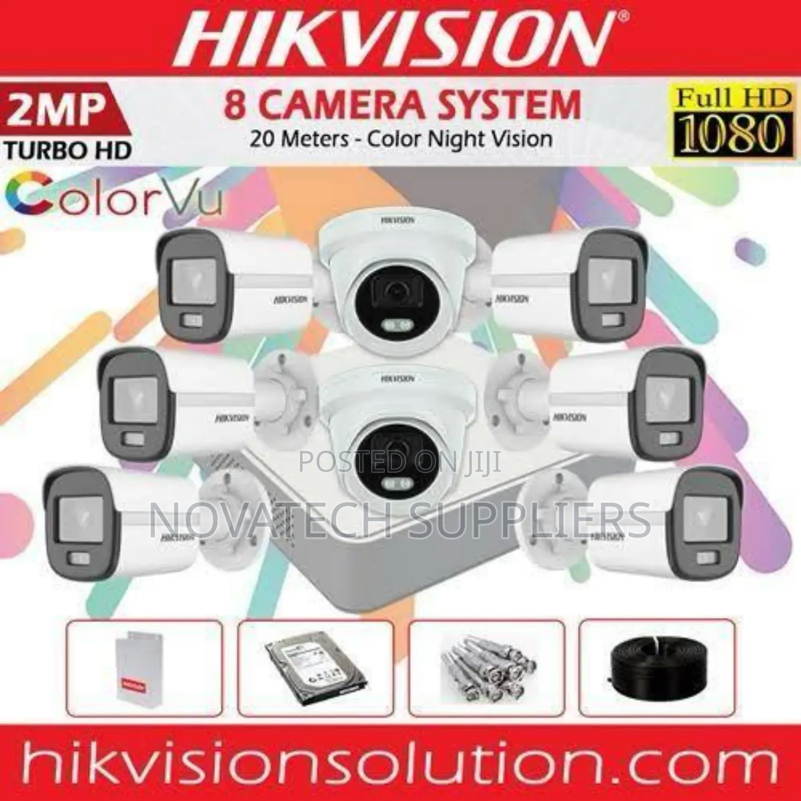 8 Channel Hik Vision CCTV Camera Indoor Outdoor Kit Rive