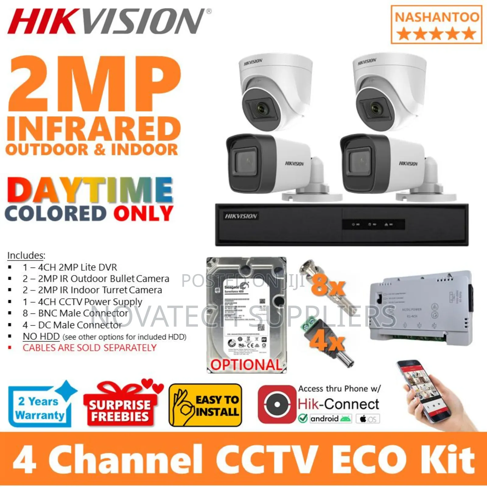 4 Channel Hik Vision CCTV Camera Kit Color Vu Rowz