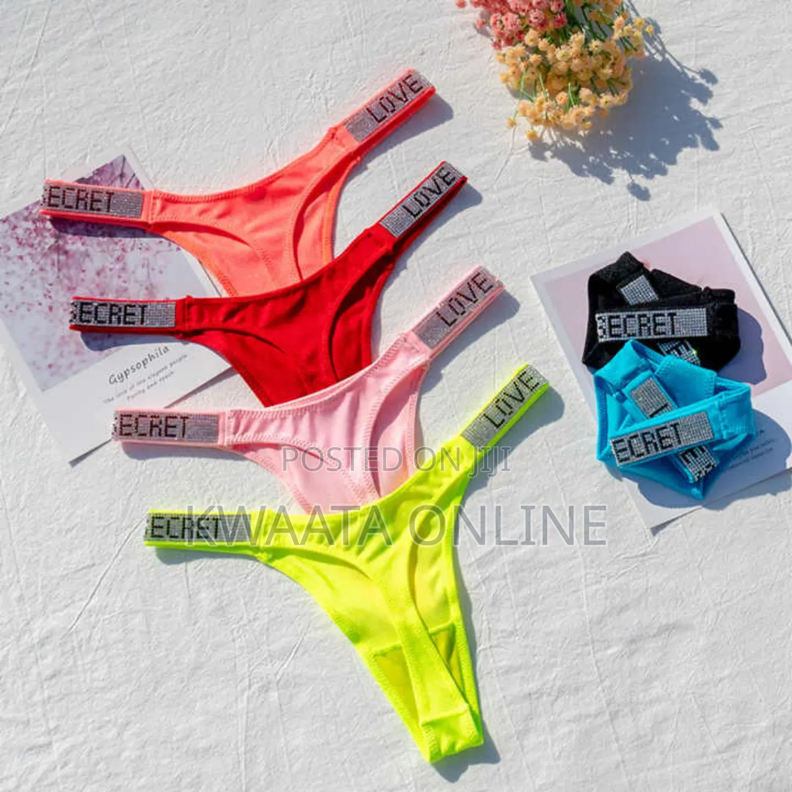 5 Pieces Victoria Secret Sexy Shine Strap Lace Thong Panty