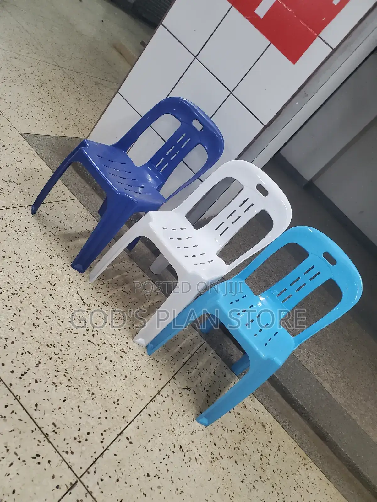 Blue/White/Sky Blue Plastic Chairs Plastic Chairs Armless