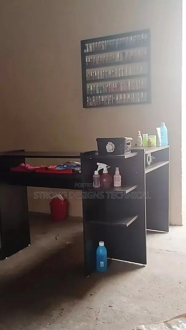 Manicure Table With A Nail Polish Shelf.