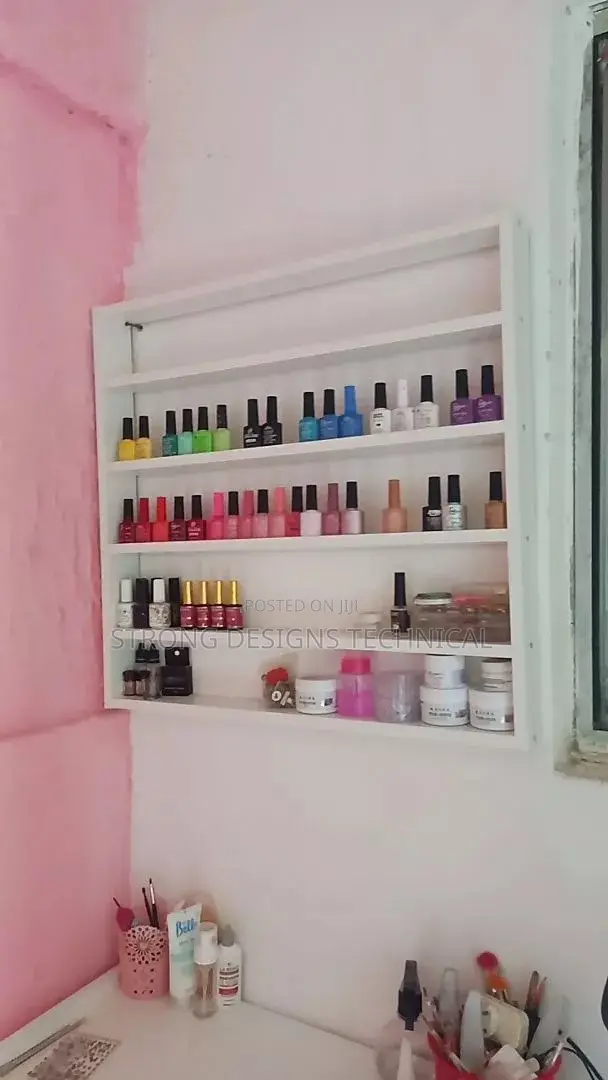 Manicure Table With A Nail Polish Shelf.