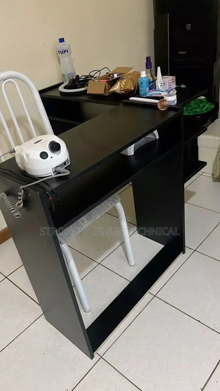 Manicure Table With A Nail Polish Shelf.