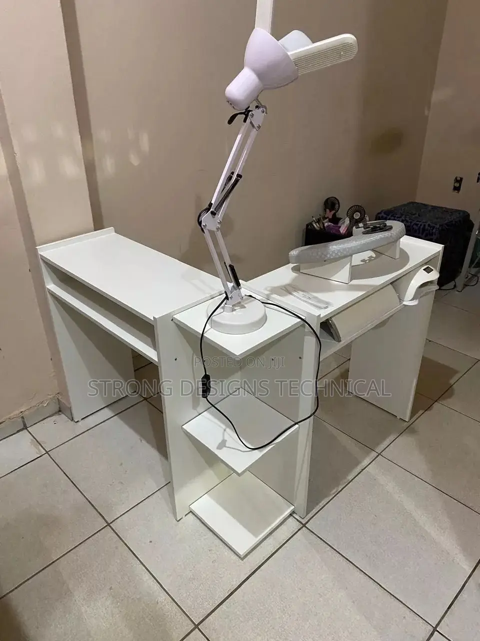 Manicure Table With A Nail Polish Shelf.