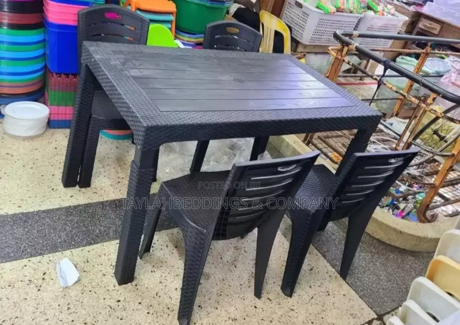 Comfort Furniture Set 4 Chairs Table Bistro Set Rattan Style