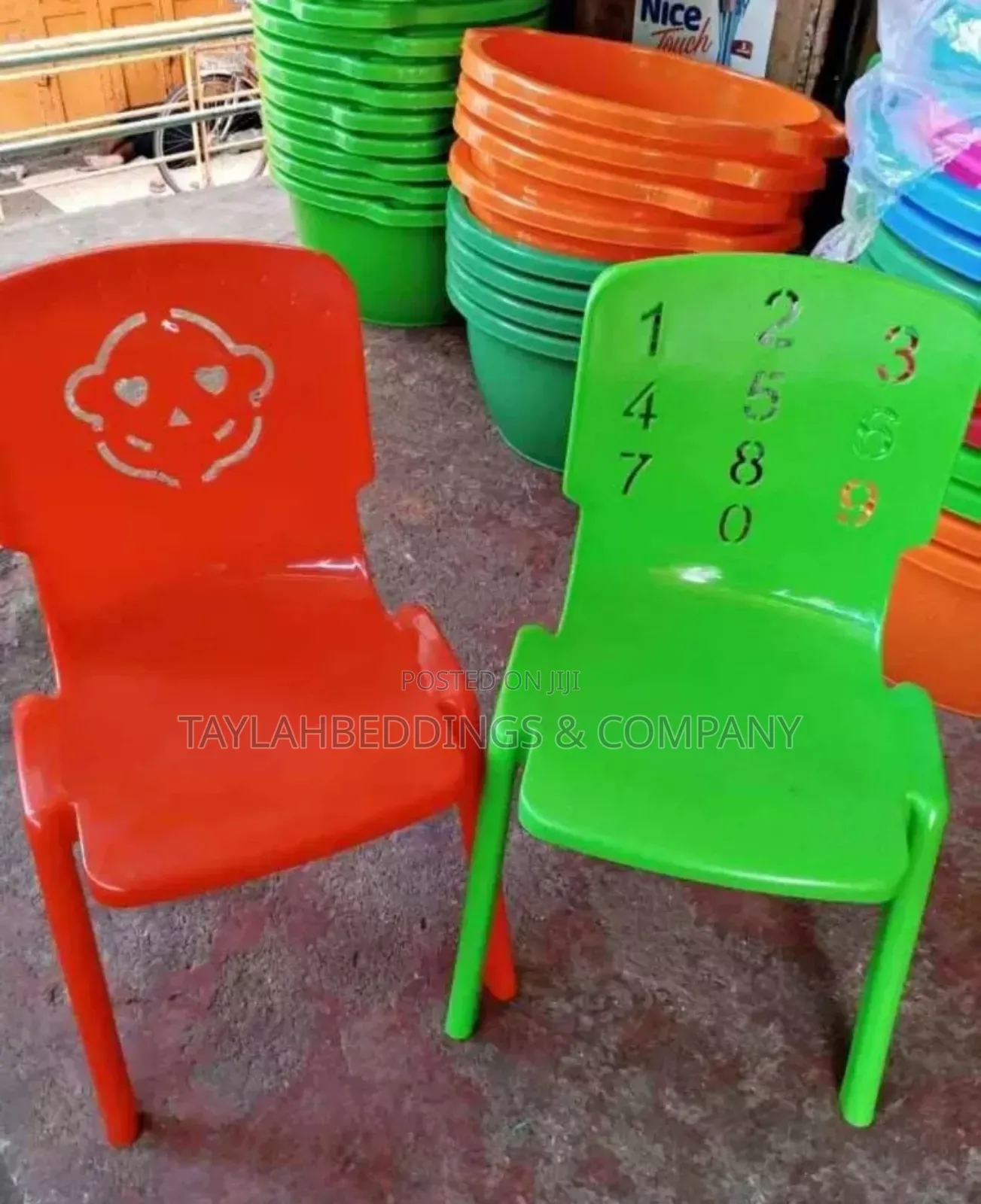 Plastic Kindergarten Baby Chair-Green Orange