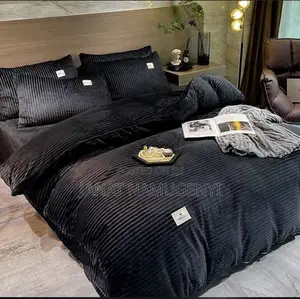 Black Coral Velvet Duvet With Pillowcases