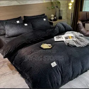 Black Coral Velvet Duvet With Pillowcases