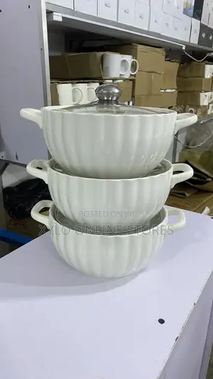 3 Pc Set of Ceramic Serving Dishes Cream
