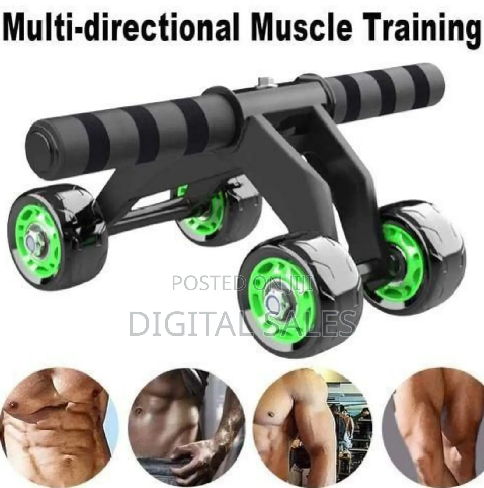 Roller Exerciser | 4 Wheel Ab Roller-Green/Black