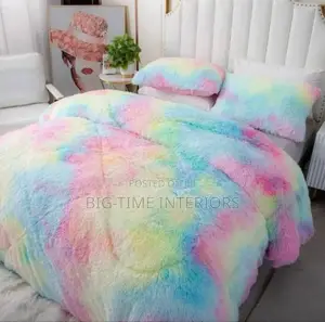 6pcs Fluffy Rainbow Duvet/Bedcover Set