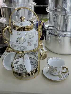 2 Sets of Coffee Teapots I.E5 Cups,5saucers,1 Teapot,A Rack