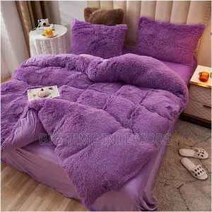 6pcs Purple Fluffy Duvet/ Comforter Set