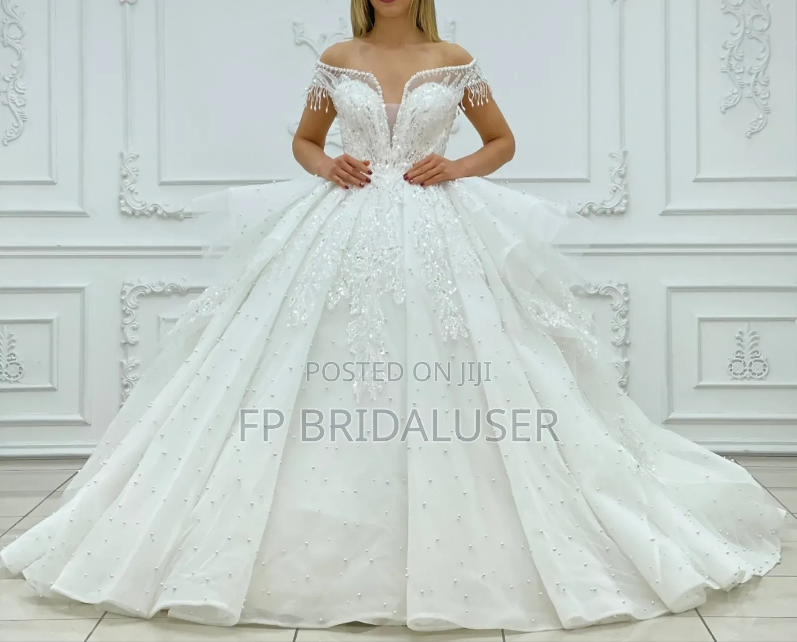 Wedding Dress for Hire Bead Off Shoulder