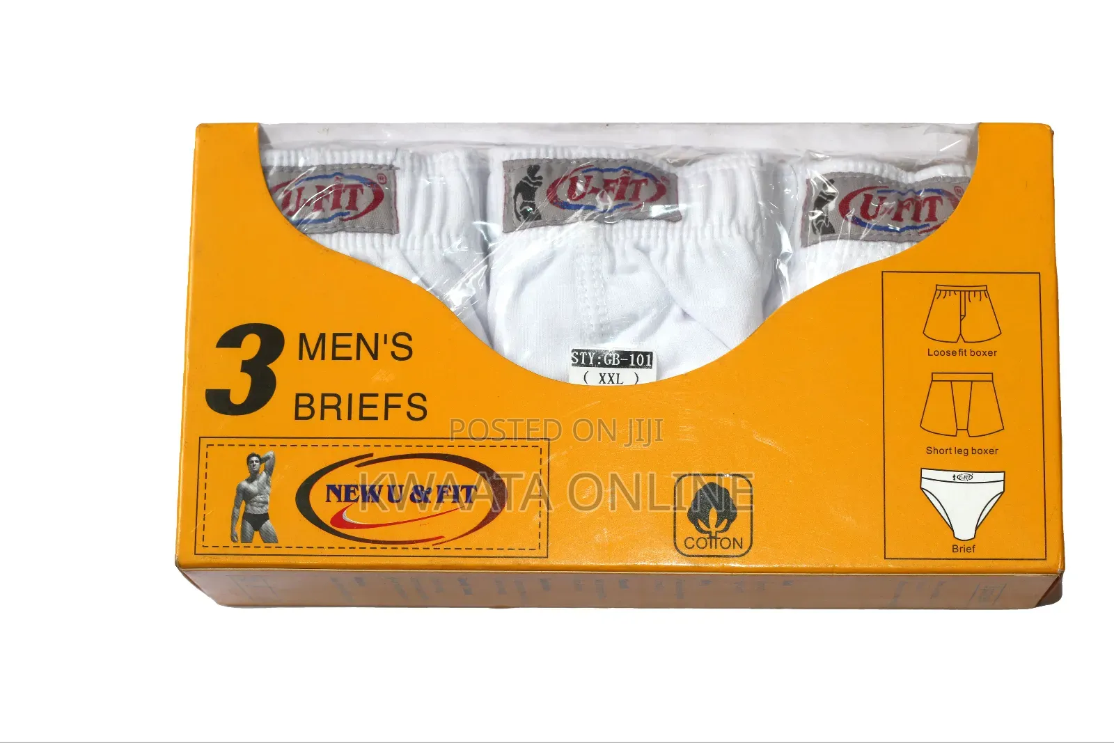 "U Fit" Men's Underwear Microfiber Briefs No Fly- All White