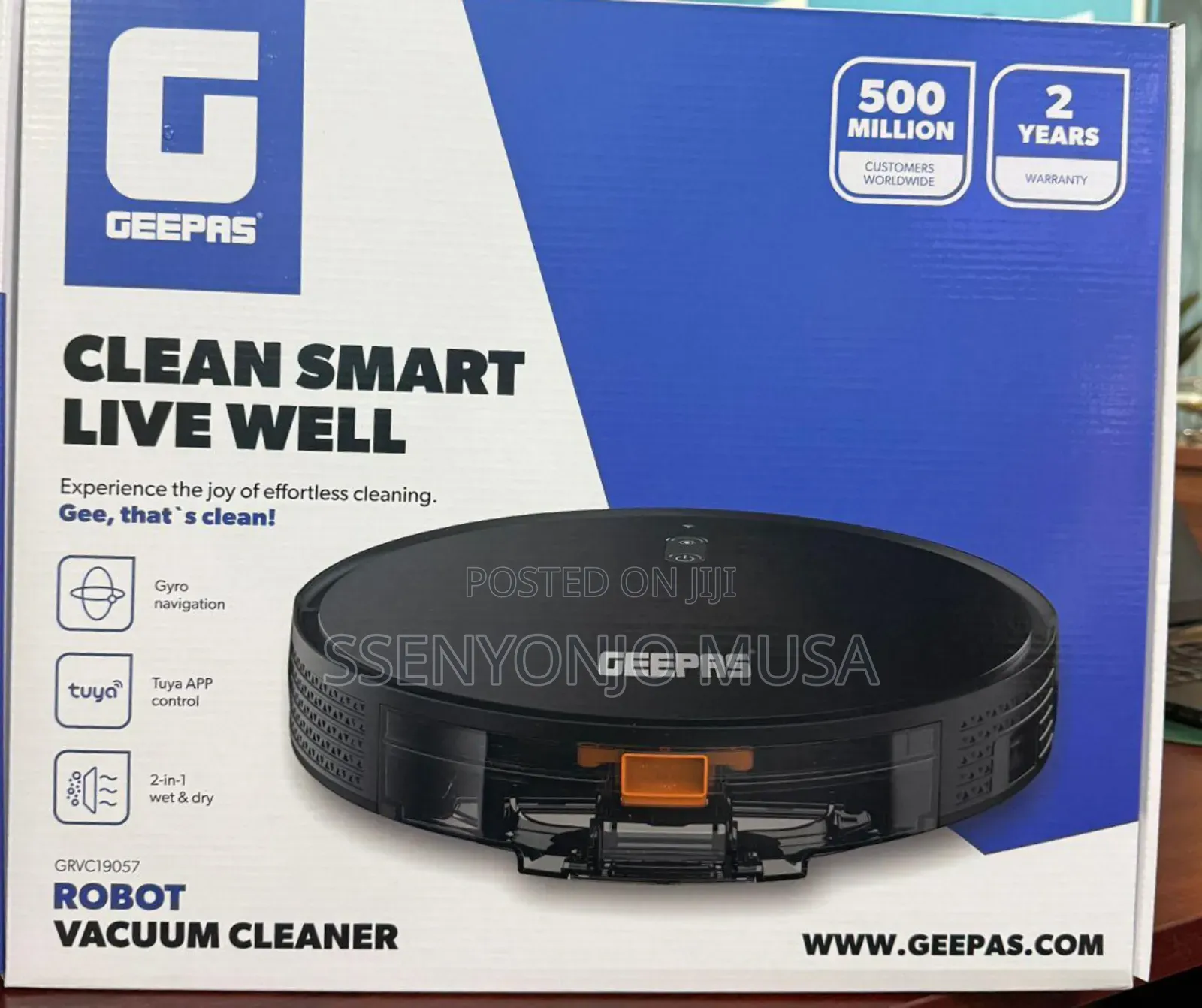 Geepas Grvc19057 2-in-1 Wet Dry Robot Vacuum Cleaner - 50w
