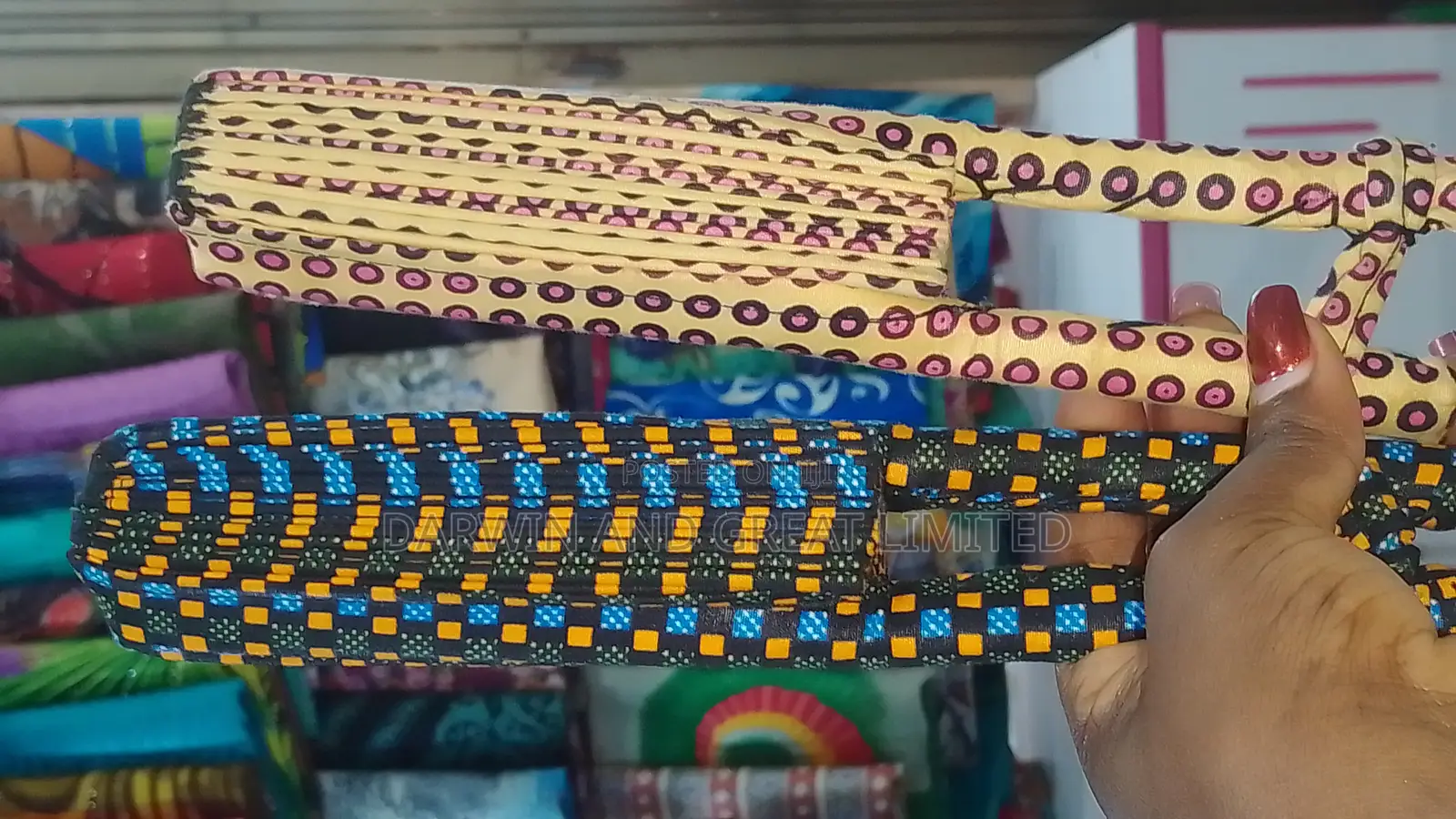 African Print Hand Held Fans