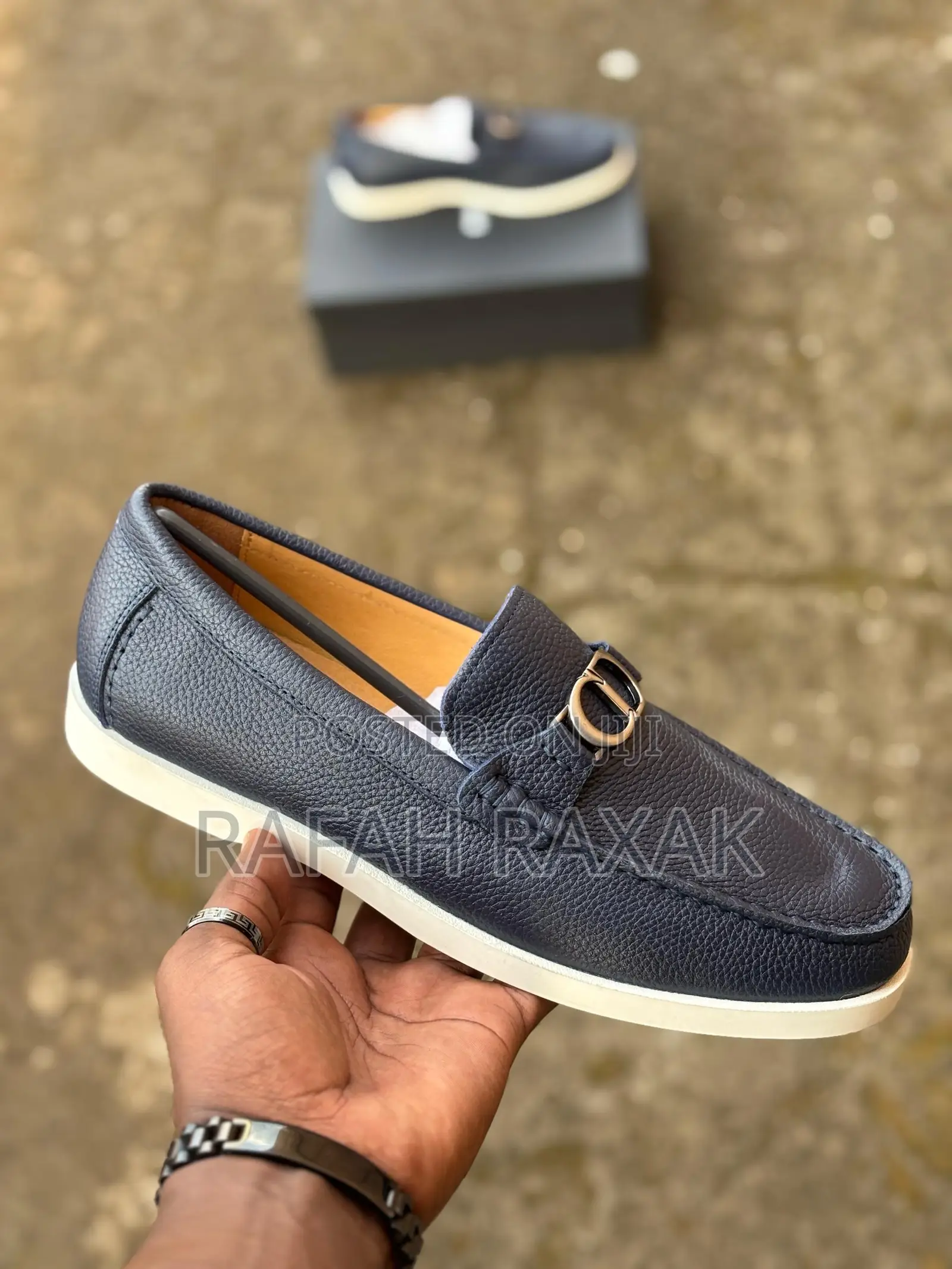Men’S Classic Blue Christian Dior Leather Loafers