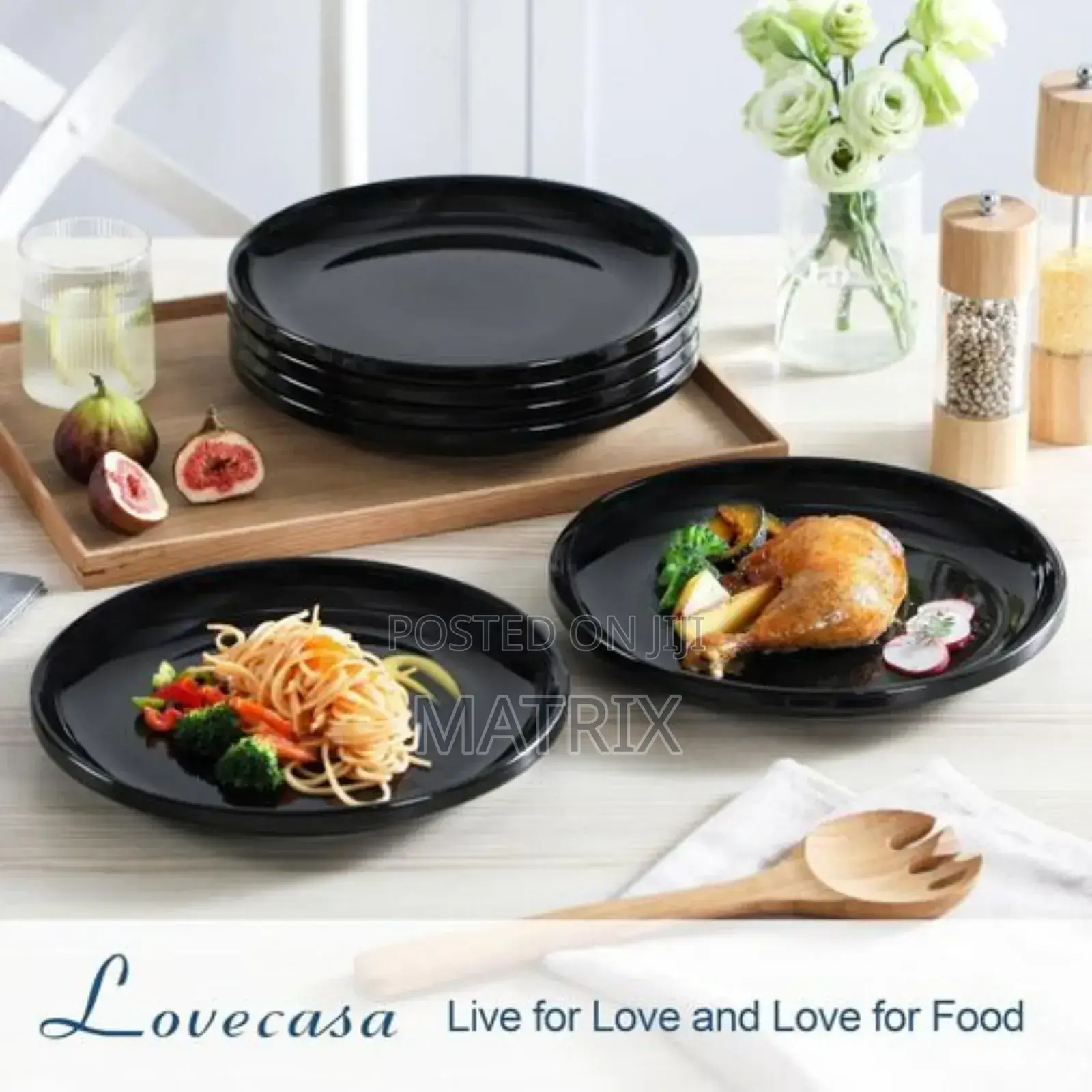Plain Black Plates Dinner Plates Set of 6