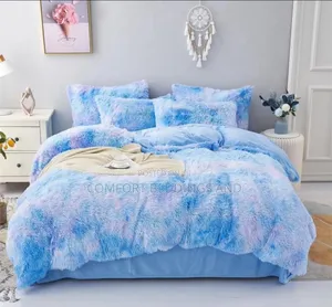 Fluffy Bedcover Patched Blue