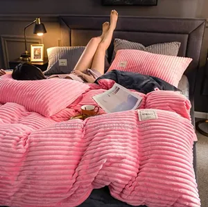 Stripped Coral Bedcover Pink