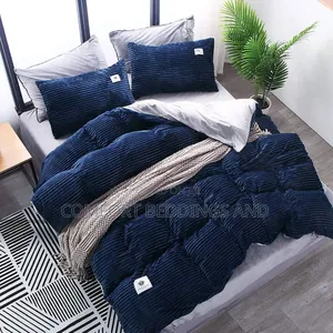 Stripped Coral Bedcover Navy Blue