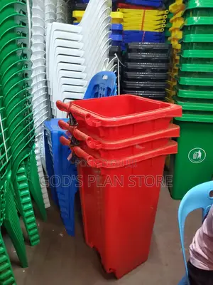 Red 120litres Dust Bins With Rollers