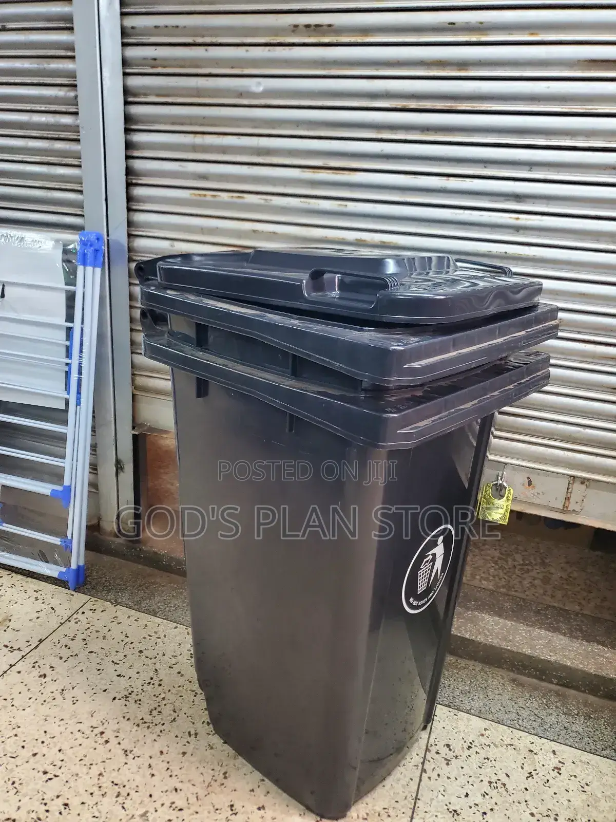Black 240litres Plastic Dust Bins