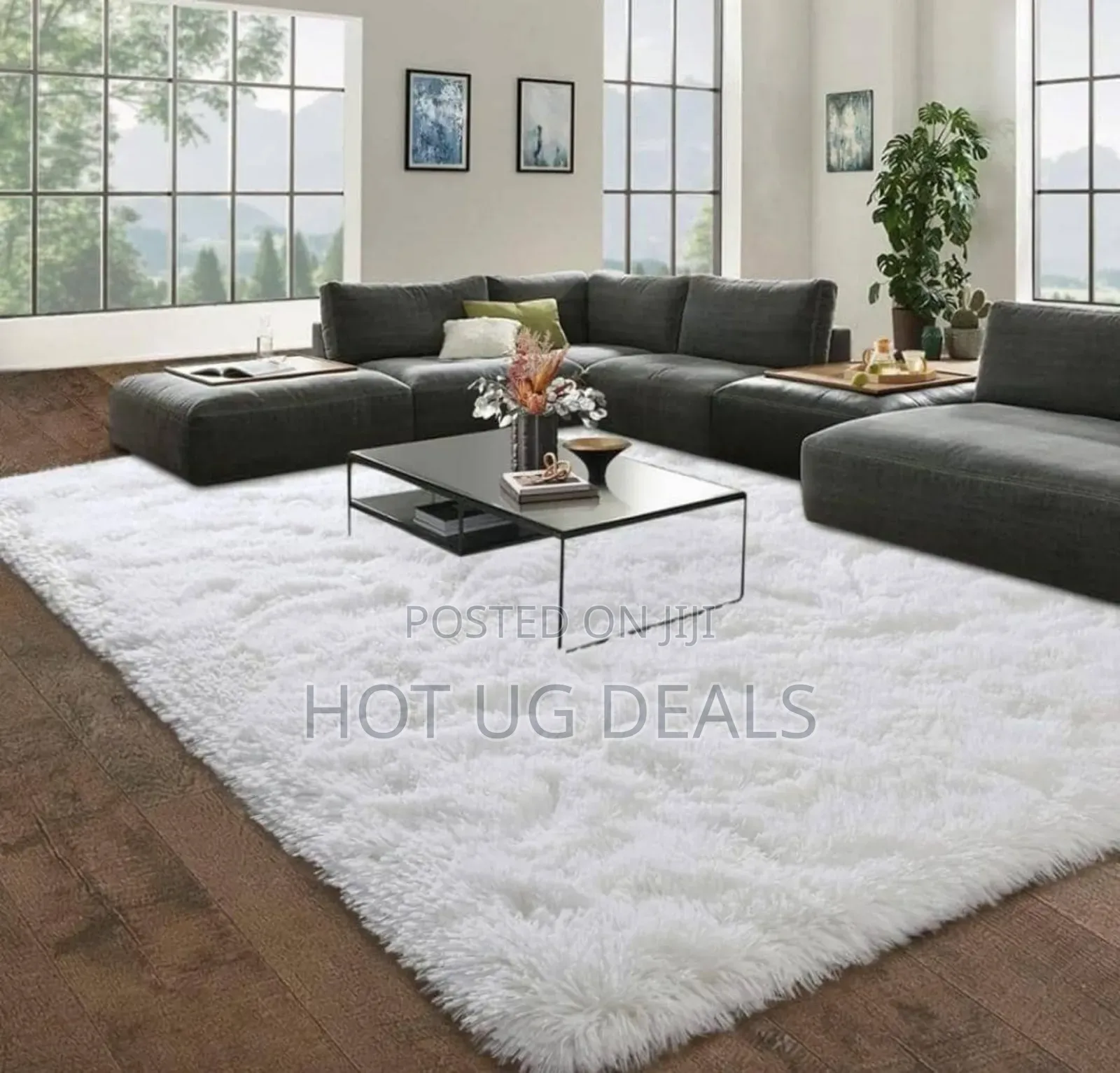 Fluffy Woolen Carpet/ Area Rug 1.5m By 2m- White
