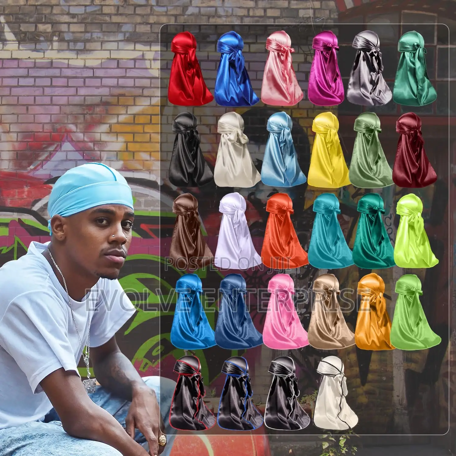 Unisex Silky Durags Bandanas Turban Hat