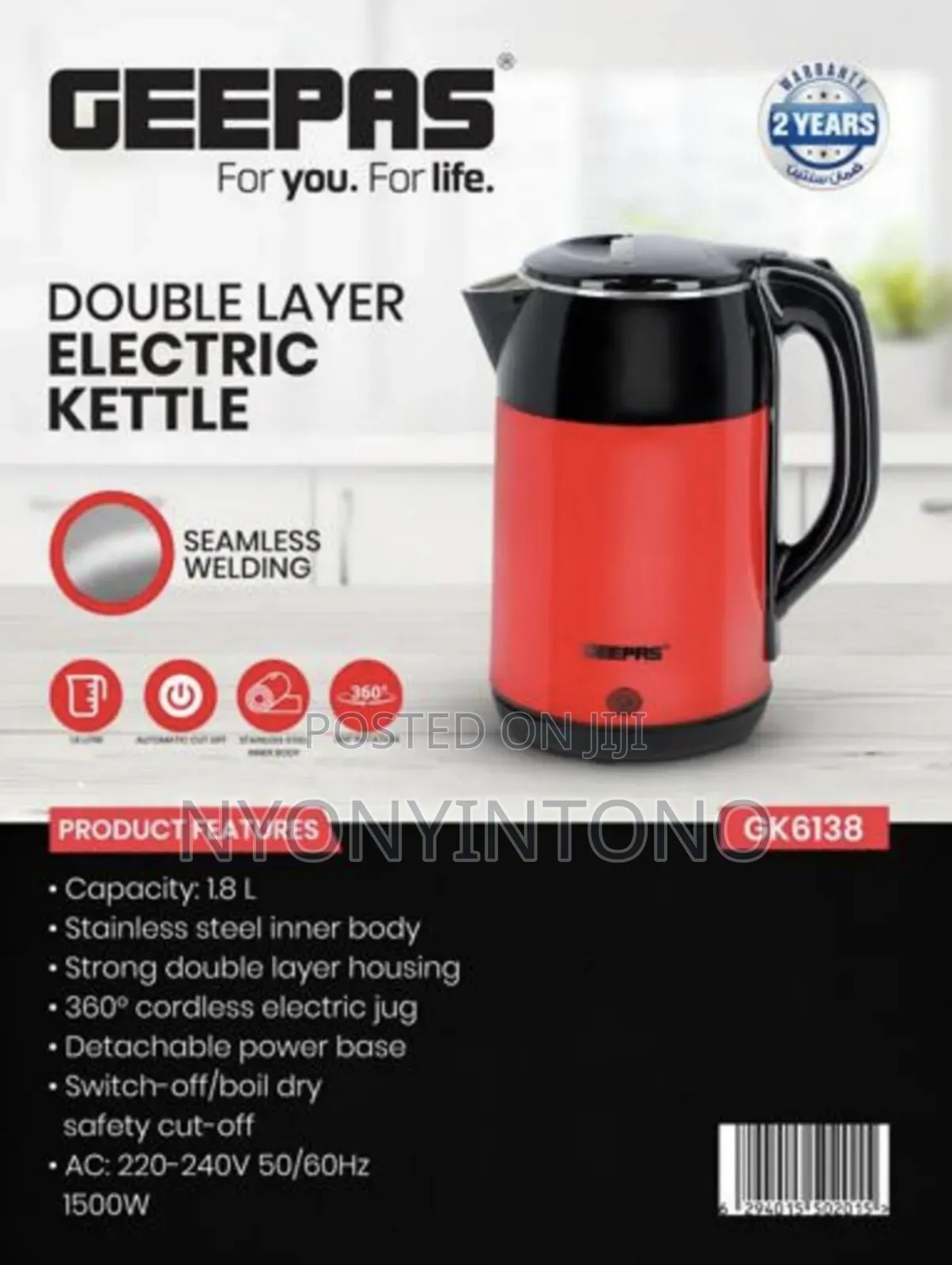 Geepas 1.8l Electric Kettle GBK 6138