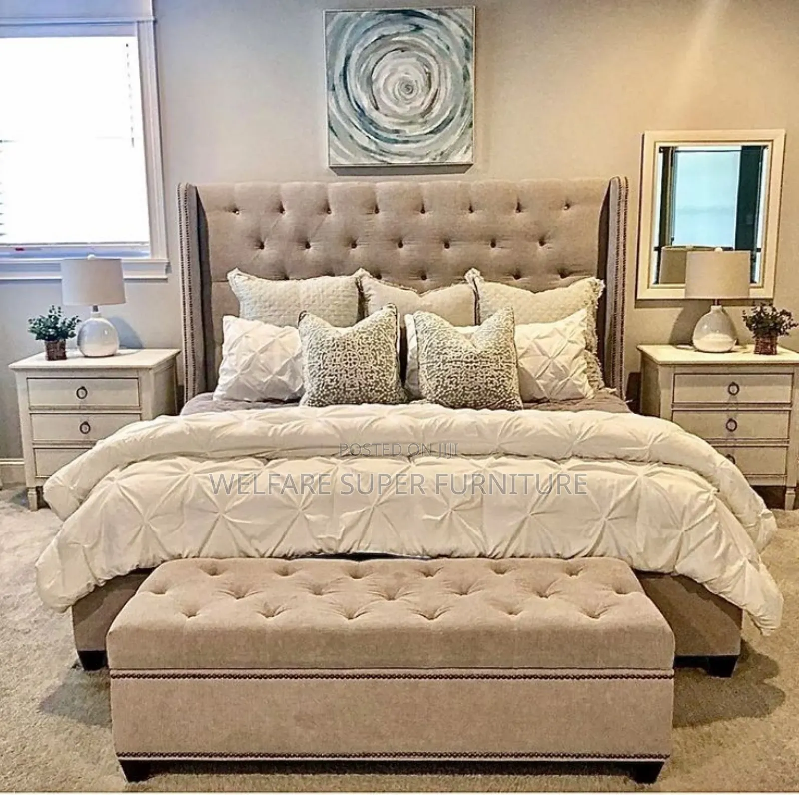 Cream Chesterfield Bed 5x6