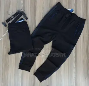 Photo - Black Sweater Pant With Blue Side Lines