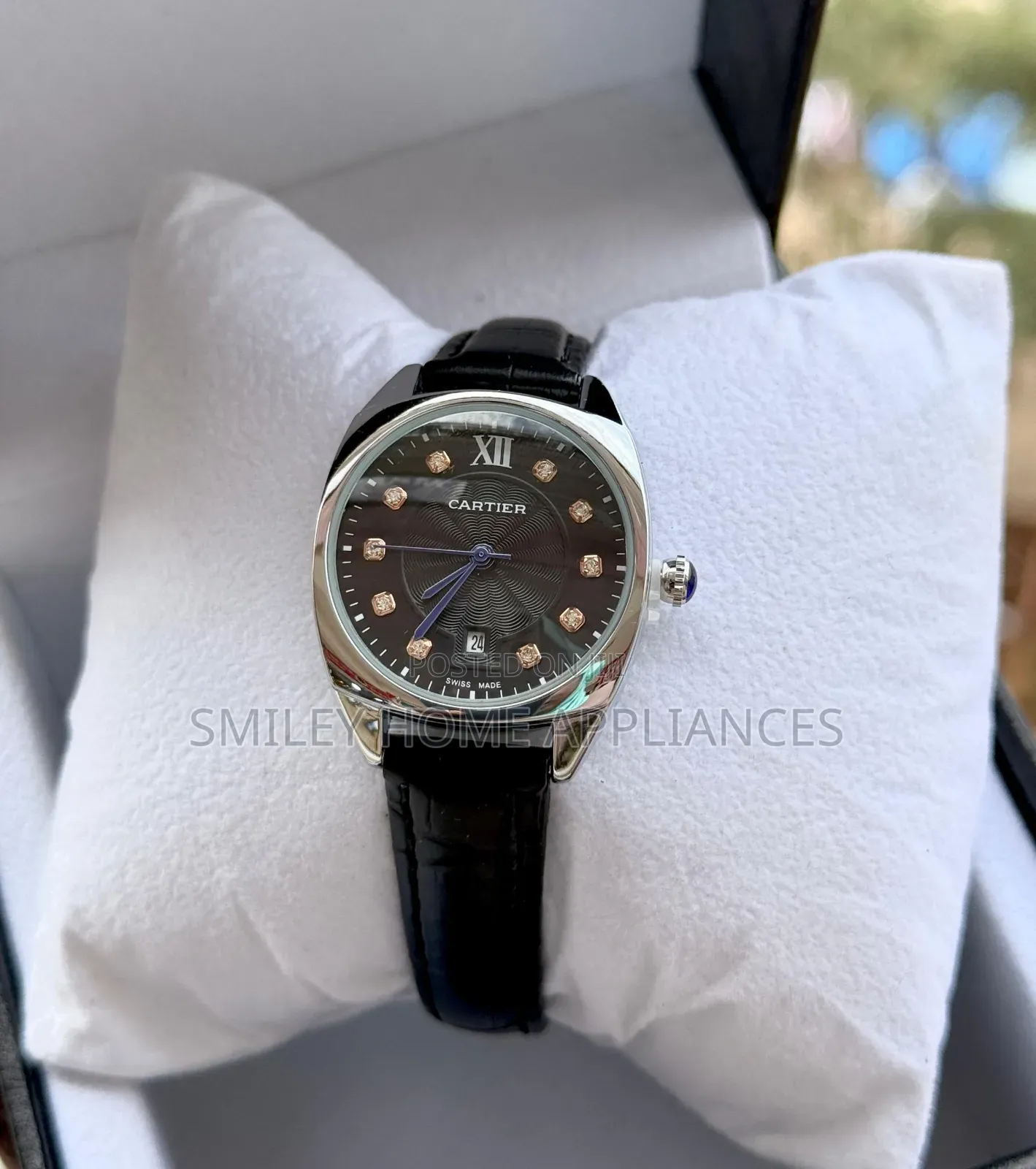 Black Face Leather Strapped Women's Designer Time Piece